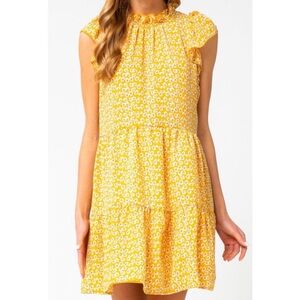 Yellow Floral Ruffle Dress
